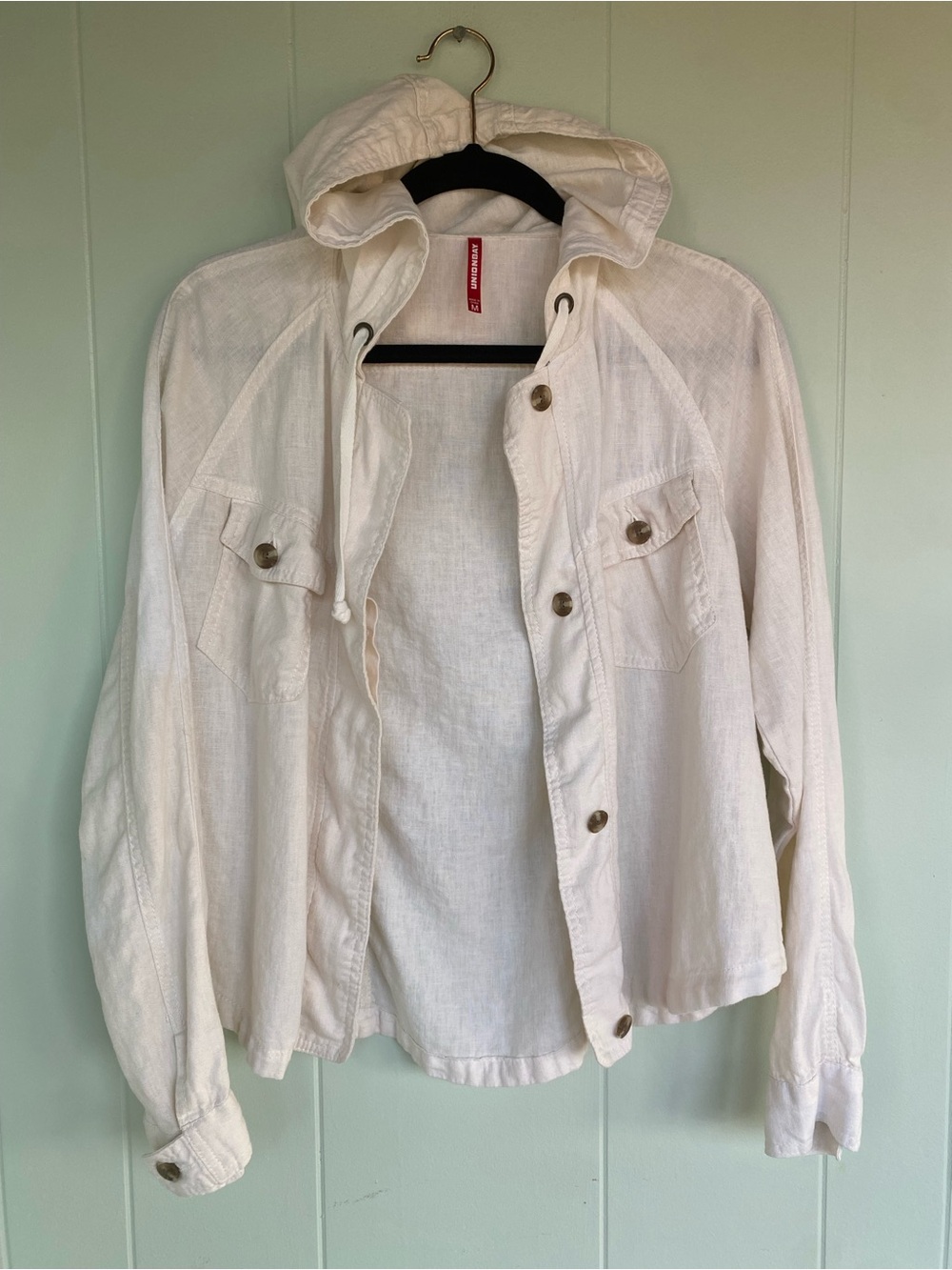UNIONBAY Cream Hooded Button-Up Utility Jacket